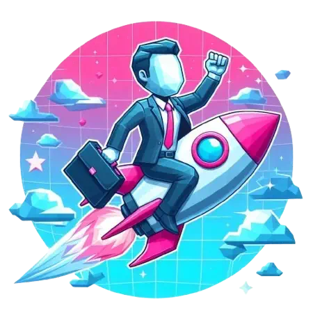 business man riding on a rocket